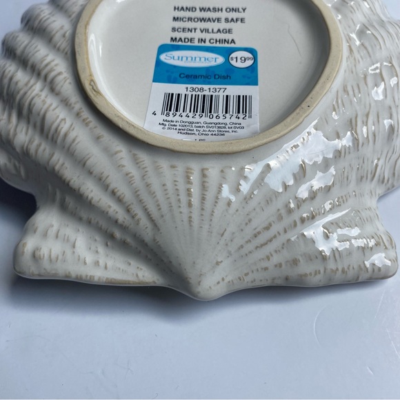 Scallop Shell Plate Trinket Dish 7.5” Ceramic Ivory Realistic Candy Decor New - Picture 15 of 16